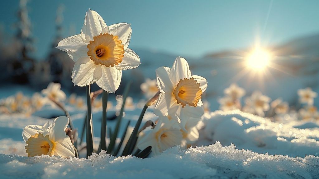 Narcisses précoces, soleil d'hiver